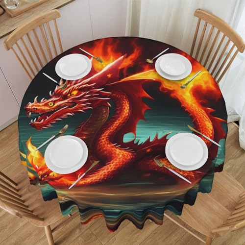 WZYCWB Drachenkönig im Feuer, runde Spitzentischdecke, 152,4 cm Durchmesser, waschbare Tischdecke, geeignet für Restaurants, Partys, Picknicks, Versammlungen WZYCWB Drachenkönig im Feuer, runde Spitzentischdecke, 152,4 cm Durchmesser, waschbare Tischdecke, geeignet für Restaurants, Partys, Picknicks, Versammlungen von WZYCWB