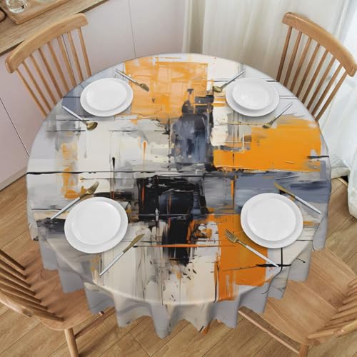 WZYCWB Graue und gelbe abstrakte Kunstmalerei, runde Spitzentischdecke, 152,4 cm im Durchmesser, waschbare Tischdecke, geeignet für Restaurants, Partys, Picknicks, Versammlungen WZYCWB Graue und gelbe abstrakte Kunstmalerei, runde Spitzentischdecke, 152,4 cm im Durchmesser, waschbare Tischdecke, geeignet für Restaurants, Partys, Picknicks, Versammlungen von WZYCWB