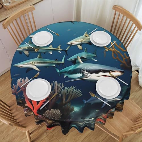 WZYCWB Haie unter dem Meer runde Spitzentischdecke, 152,4 cm im Durchmesser, waschbare Tischdecke, geeignet für Restaurants, Partys, Picknicks, Versammlungen WZYCWB Haie unter dem Meer runde Spitzentischdecke, 152,4 cm im Durchmesser, waschbare Tischdecke, geeignet für Restaurants, Partys, Picknicks, Versammlungen von WZYCWB