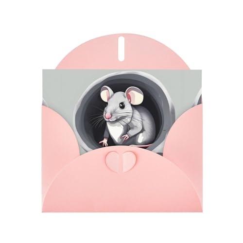 WZYCWB Maus im Loch, rosa Musterkarten, Urlaubsgrußkarten, geeignet für Familie, Freunde und Paare von WZYCWB