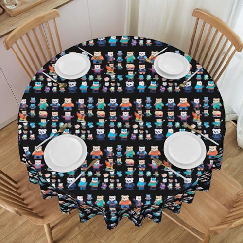 WZYCWB Pixel Bear Riot Runde Spitzen-Tischdecke, 152,4 cm Durchmesser, waschbare Tischdecke, geeignet für Restaurants, Partys, Picknicks, Versammlungen von WZYCWB