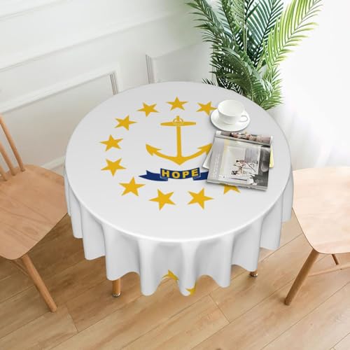 WZYCWB Rhode Island State Flag dekorative lange Tischdecke (152,4 cm Durchmesser), runde Hochzeitstischdecke, allgemeine Zweck-Tischdecke für Partys von WZYCWB