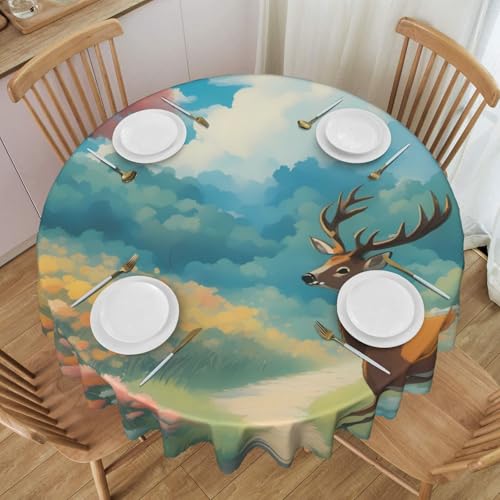 WZYCWB Runde Spitzentischdecke mit Cartoon-Hirsch, 152,4 cm Durchmesser, waschbare Tischdecke, geeignet für Restaurants, Partys, Picknicks, Versammlungen WZYCWB Runde Spitzentischdecke mit Cartoon-Hirsch, 152,4 cm Durchmesser, waschbare Tischdecke, geeignet für Restaurants, Partys, Picknicks, Versammlungen von WZYCWB