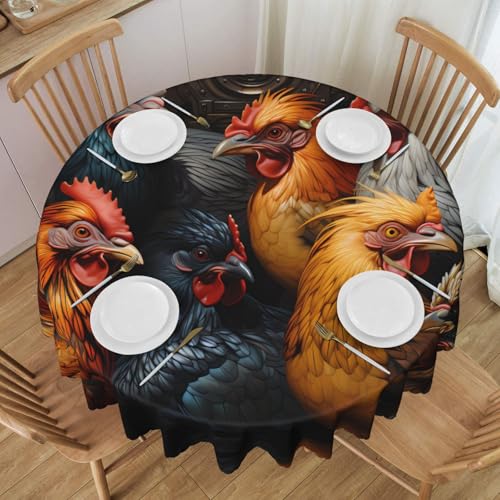 WZYCWB Runde Spitzentischdecke mit Hahnmotiv, 152,4 cm Durchmesser, waschbare Tischdecke, geeignet für Restaurants, Partys, Picknicks, Versammlungen WZYCWB Runde Spitzentischdecke mit Hahnmotiv, 152,4 cm Durchmesser, waschbare Tischdecke, geeignet für Restaurants, Partys, Picknicks, Versammlungen von WZYCWB