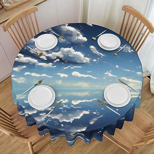 WZYCWB Runde Spitzentischdecke mit blauem Himmel und weißen Wolken, 152,4 cm Durchmesser, waschbare Tischdecke, geeignet für Restaurants, Partys, Picknicks, Versammlungen WZYCWB Runde Spitzentischdecke mit blauem Himmel und weißen Wolken, 152,4 cm Durchmesser, waschbare Tischdecke, geeignet für Restaurants, Partys, Picknicks, Versammlungen von WZYCWB