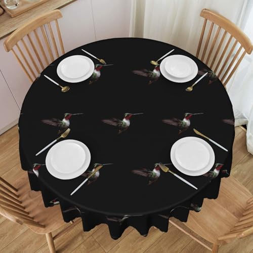 WZYCWB Runde Spitzentischdecke mit niedlichem Kolibri, 152,4 cm im Durchmesser, waschbar, geeignet für Restaurants, Partys, Picknicks, Versammlungen von WZYCWB