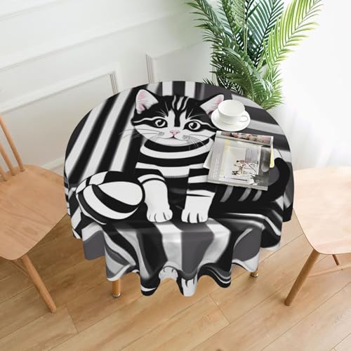 WZYCWB Schwarz-weiß gestreifte Tischdecke, lang, 152,4 cm Durchmesser, runde Hochzeitstischdecke, allgemeine Zweck-Tischdecke für Party, Schwarz und Weiß WZYCWB Schwarz-weiß gestreifte Tischdecke, lang, 152,4 cm Durchmesser, runde Hochzeitstischdecke, allgemeine Zweck-Tischdecke für Party, Schwarz und Weiß von WZYCWB