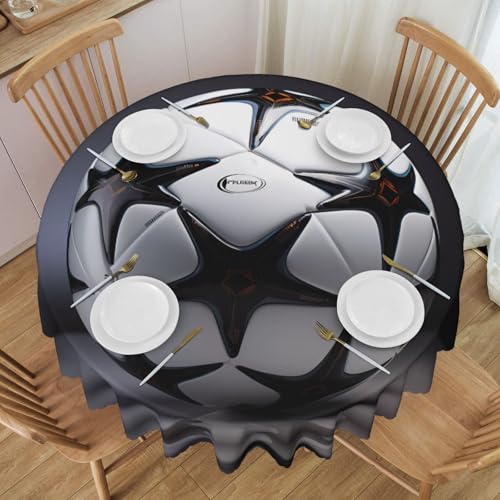 WZYCWB Schwarze und weiße Fußball-Tischdecke, rund, Spitze, 152,4 cm im Durchmesser, waschbar, geeignet für Restaurants, Partys, Picknicks, Versammlungen WZYCWB Schwarze und weiße Fußball-Tischdecke, rund, Spitze, 152,4 cm im Durchmesser, waschbar, geeignet für Restaurants, Partys, Picknicks, Versammlungen von WZYCWB