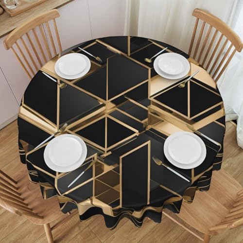 WZYCWB Tischdecke aus Spitze, rund, 152,4 cm Durchmesser, waschbar, geeignet für Restaurants, Partys, Picknicks, Versammlungen, Schwarz und Gold WZYCWB Tischdecke aus Spitze, rund, 152,4 cm Durchmesser, waschbar, geeignet für Restaurants, Partys, Picknicks, Versammlungen, Schwarz und Gold von WZYCWB