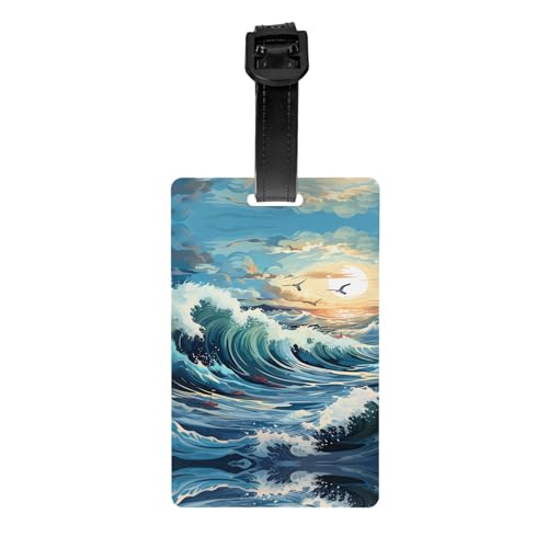 Wave Sailboat Seagull Golf Bag Privacy Label, Abnehmbare Aktentasche (8,4 x 5,3 cm), Kinder-Schultasche, Sporttaschen-Etikett, Reisegepäck-Etikett von WZYCWB