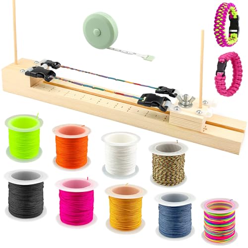 WZYTEU 1 Stück Paracord Jig + 10 Rollen 4mm Nylonschnur, Holz Jig Armband mit Schnallen, für Paracord Halsband Nadel Armband Herstellung Strickwerkzeug WZYTEU 1 Stück Paracord Jig + 10 Rollen 4mm Nylonschnur, Holz Jig Armband mit Schnallen, für Paracord Halsband Nadel Armband Herstellung Strickwerkzeug von WZYTEU