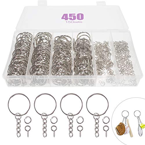 WZYTEU Schlüsselringe,150 Stück Schlüsselring mit Kette,150 offene Biegeringe und 150 Augen Schraubösen,mit 1 Organizer Box,zum DIY Basteln und Schmuckherstellung WZYTEU Schlüsselringe,150 Stück Schlüsselring mit Kette,150 offene Biegeringe und 150 Augen Schraubösen,mit 1 Organizer Box,zum DIY Basteln und Schmuckherstellung von WZYTEU
