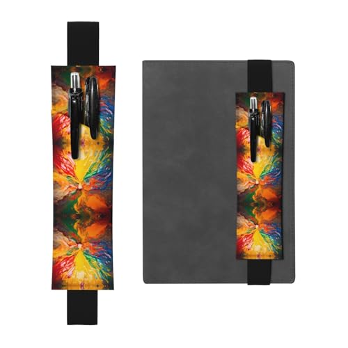 Schwarzes Leder-Stifthalter, Lesezeichen, WZYWHJ verschüttete Farbpalette, bedruckt, Premium-PVC-Leder, elastisches Band-Design für Notizbücher, Tagebücher und Planer Schwarzes Leder-Stifthalter, Lesezeichen, WZYWHJ verschüttete Farbpalette, bedruckt, Premium-PVC-Leder, elastisches Band-Design für Notizbücher, Tagebücher und Planer von WZYWHJ