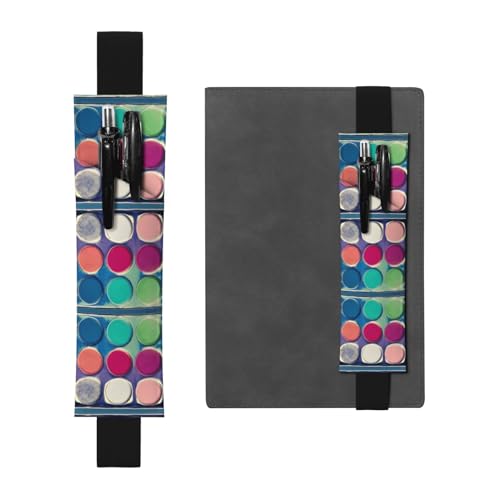 Schwarzes Leder-Stifthalter, Lesezeichen, runde Farbpaletten-Drucke – Premium-PVC-Leder, elastisches Band-Design für Notizbücher, Tagebücher und Planer Schwarzes Leder-Stifthalter, Lesezeichen, runde Farbpaletten-Drucke – Premium-PVC-Leder, elastisches Band-Design für Notizbücher, Tagebücher und Planer von WZYWHJ