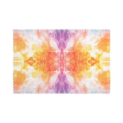 Sechsteiliges Set mit öldichten und wärmeisolierenden Tischsets von WZYWHJ mit schönen Batikfarben-Drucktellern Sechsteiliges Set mit öldichten und wärmeisolierenden Tischsets von WZYWHJ mit schönen Batikfarben-Drucktellern von WZYWHJ