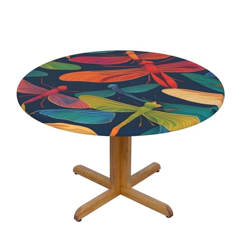 WZYWHJ Bunte Libellen-Drucke, runde Tischdecke, wasserdicht, knitterfrei, für Esstisch, Dekoration, Tischdecke WZYWHJ Bunte Libellen-Drucke, runde Tischdecke, wasserdicht, knitterfrei, für Esstisch, Dekoration, Tischdecke von WZYWHJ