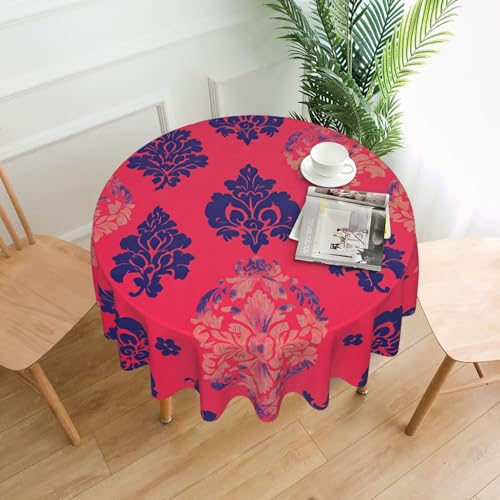 WZYWHJ Bunte Papierschnittmuster, rund, dekorative Tischdecke, 152,4 cm, kann gewaschen und wiederverwendet werden, für runden Esstisch von WZYWHJ
