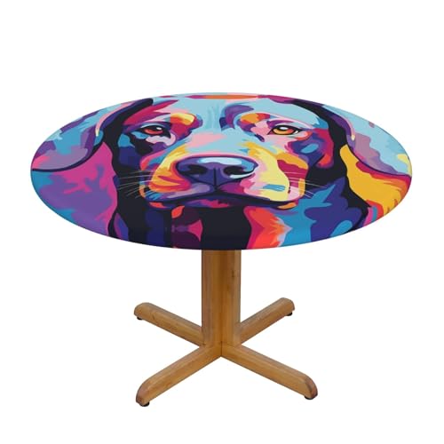 WZYWHJ Bunte Tischdecke mit Hundekopf-Aufdruck, rund, wasserdicht, knitterfrei, für Esstischdekoration, Tischdecke WZYWHJ Bunte Tischdecke mit Hundekopf-Aufdruck, rund, wasserdicht, knitterfrei, für Esstischdekoration, Tischdecke von WZYWHJ