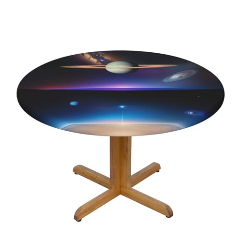 WZYWHJ Cosmic Saturn Prints, runde Tischdecke, wasserdicht, knitterfrei, für Esstisch, Dekoration, Tischdecke von WZYWHJ