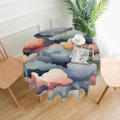 WZYWHJ Fantastische bunte Wolken-Druck, runde lange Tischdecke, Anti-Überlauf und knitterfrei, Esstischdecke, 152,4 cm WZYWHJ Fantastische bunte Wolken-Druck, runde lange Tischdecke, Anti-Überlauf und knitterfrei, Esstischdecke, 152,4 cm von WZYWHJ