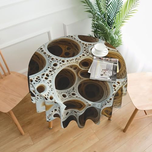 WZYWHJ Fractal Runde Tischdecke, Gittermuster, 152,4 cm, kann gewaschen und wiederverwendet werden, für runden Esstisch von WZYWHJ