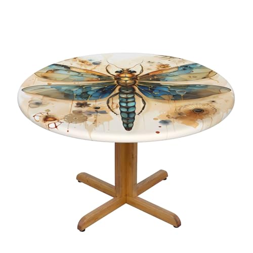 WZYWHJ Goldene zarte Libelle auf gelbem Hintergrund, runde Tischdecke, wasserdicht, knitterfrei, für Esstischdekoration, Tischdecke WZYWHJ Goldene zarte Libelle auf gelbem Hintergrund, runde Tischdecke, wasserdicht, knitterfrei, für Esstischdekoration, Tischdecke von WZYWHJ