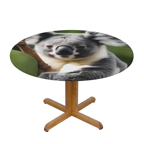 WZYWHJ Grüne Blätter Koala-Drucke, runde Tischdecke, wasserdicht, knitterfrei, für Esstisch, Dekoration, Tischdecke WZYWHJ Grüne Blätter Koala-Drucke, runde Tischdecke, wasserdicht, knitterfrei, für Esstisch, Dekoration, Tischdecke von WZYWHJ
