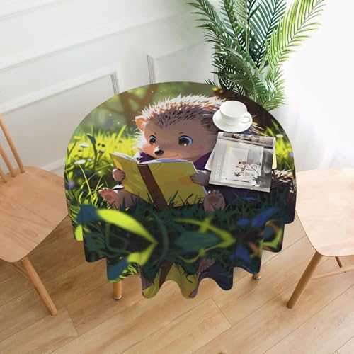 WZYWHJ Kleine Igel-Tischdecke, rund, lang, Anti-Überlauf und knitterfrei, Esstischdecke, 152,4 cm von WZYWHJ