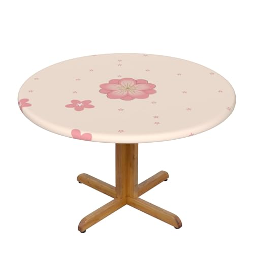 WZYWHJ Kleine Kirschblüten-Drucke, runde Tischdecke, wasserdicht, knitterfrei, für Esstisch, Dekoration, Tischdecke von WZYWHJ