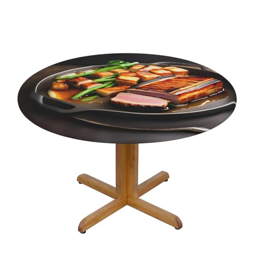 WZYWHJ Leckere runde Tischdecke mit gegrilltem Fleisch, wasserdicht, knitterfrei, für Esstisch, Dekoration, Tischdecke WZYWHJ Leckere runde Tischdecke mit gegrilltem Fleisch, wasserdicht, knitterfrei, für Esstisch, Dekoration, Tischdecke von WZYWHJ