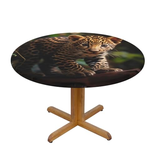 WZYWHJ Niedliche Baby-Jaguar-Drucke, runde Tischdecke, wasserdicht, knitterfrei, für Esstisch, Dekoration, Tischdecke WZYWHJ Niedliche Baby-Jaguar-Drucke, runde Tischdecke, wasserdicht, knitterfrei, für Esstisch, Dekoration, Tischdecke von WZYWHJ
