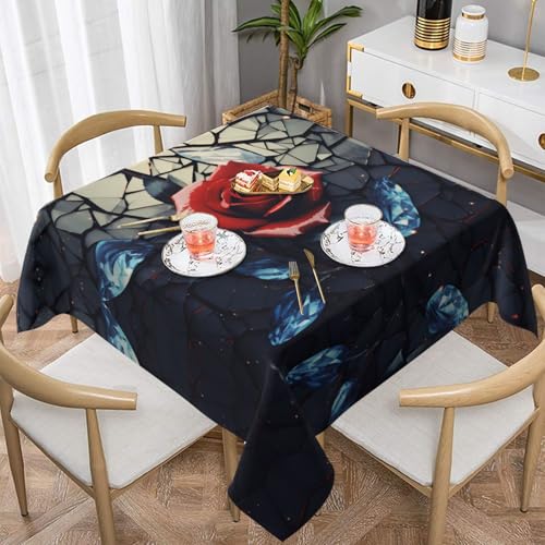 WZYWHJ Quadratische dekorative Tischdecke, 137,2 x 137,2 cm, Couchtischdecken, waschbar und wiederverwendbar, mit rotem Rosenmuster WZYWHJ Quadratische dekorative Tischdecke, 137,2 x 137,2 cm, Couchtischdecken, waschbar und wiederverwendbar, mit rotem Rosenmuster von WZYWHJ