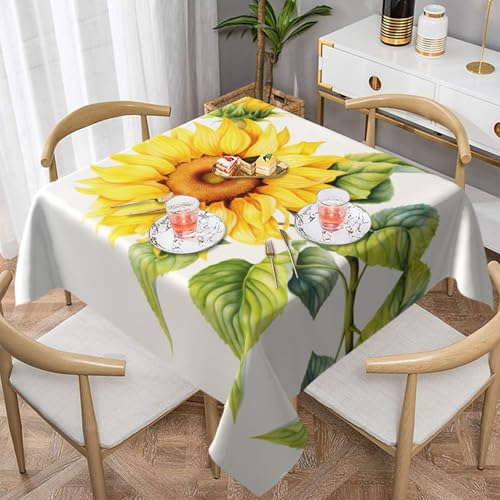 WZYWHJ Quadratische dekorative Tischdecke, 137,2 x 137,2 cm, waschbar, wiederverwendbar, Aquarell-Sonnenblumen-Druck WZYWHJ Quadratische dekorative Tischdecke, 137,2 x 137,2 cm, waschbar, wiederverwendbar, Aquarell-Sonnenblumen-Druck von WZYWHJ