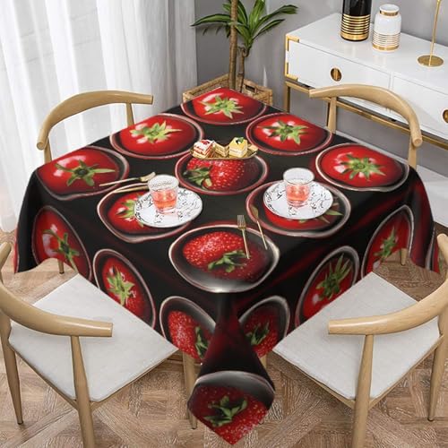 WZYWHJ Quadratische dekorative Tischdecke, 137,2 x 137,2 cm, waschbar, wiederverwendbar, Erdbeeren in Tomaten, bedruckt WZYWHJ Quadratische dekorative Tischdecke, 137,2 x 137,2 cm, waschbar, wiederverwendbar, Erdbeeren in Tomaten, bedruckt von WZYWHJ