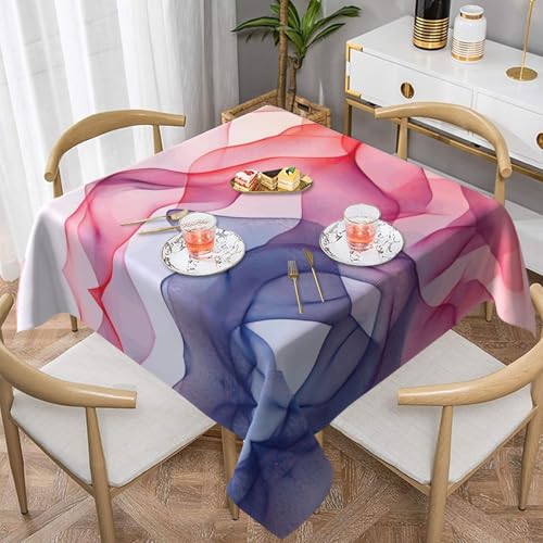 WZYWHJ Quadratische dekorative Tischdecke, 137,2 x 137,2 cm, waschbar, wiederverwendbar, Farblinien, Wellendrucke WZYWHJ Quadratische dekorative Tischdecke, 137,2 x 137,2 cm, waschbar, wiederverwendbar, Farblinien, Wellendrucke von WZYWHJ