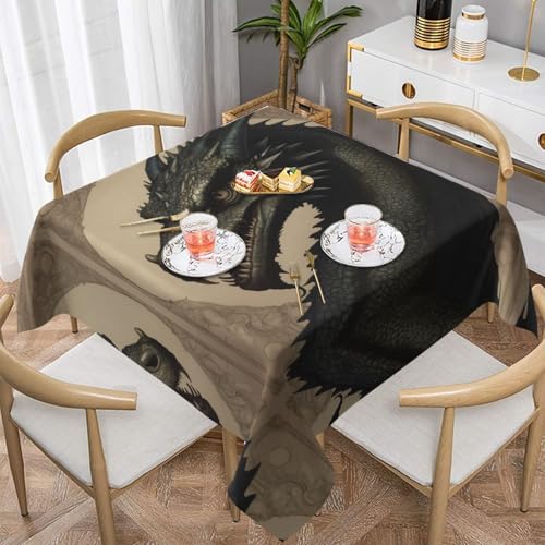 WZYWHJ Quadratische dekorative Tischdecke, 137,2 x 137,2 cm, waschbar, wiederverwendbar, Gothic-Drachen-Druck WZYWHJ Quadratische dekorative Tischdecke, 137,2 x 137,2 cm, waschbar, wiederverwendbar, Gothic-Drachen-Druck von WZYWHJ