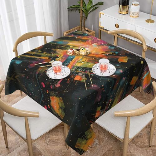 WZYWHJ Quadratische dekorative Tischdecke, 137,2 x 137,2 cm, waschbar, wiederverwendbar, Linienchip-Bild WZYWHJ Quadratische dekorative Tischdecke, 137,2 x 137,2 cm, waschbar, wiederverwendbar, Linienchip-Bild von WZYWHJ