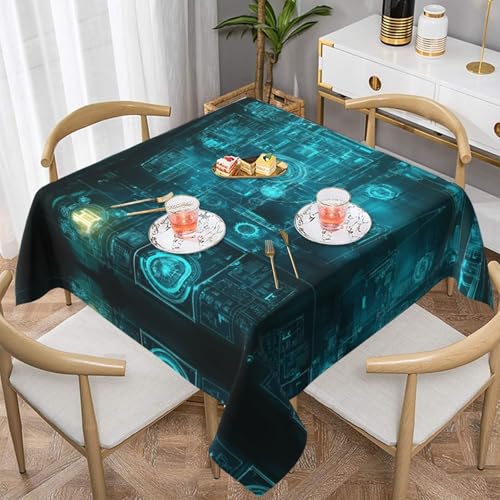WZYWHJ Quadratische dekorative Tischdecke, 137,2 x 137,2 cm, waschbar, wiederverwendbar, Modellier-Zeichnungen, Bild von WZYWHJ