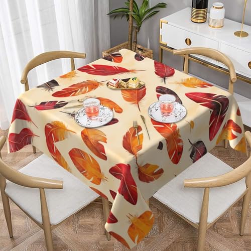 WZYWHJ Quadratische dekorative Tischdecke, 137,2 x 137,2 cm, waschbar, wiederverwendbar, Motiv sechs farbige Federn WZYWHJ Quadratische dekorative Tischdecke, 137,2 x 137,2 cm, waschbar, wiederverwendbar, Motiv sechs farbige Federn von WZYWHJ