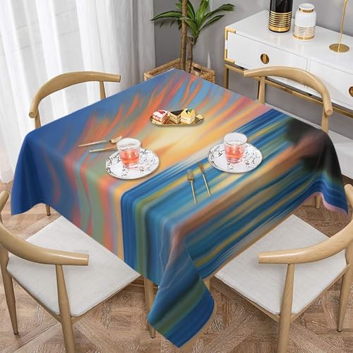 WZYWHJ Quadratische dekorative Tischdecke, 137,2 x 137,2 cm, waschbar, wiederverwendbar, Motiv: Abendbrise WZYWHJ Quadratische dekorative Tischdecke, 137,2 x 137,2 cm, waschbar, wiederverwendbar, Motiv: Abendbrise von WZYWHJ