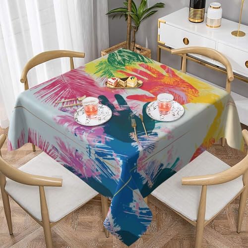 WZYWHJ Quadratische dekorative Tischdecke, 137,2 x 137,2 cm, waschbar, wiederverwendbar, Motiv: Handabdrücke WZYWHJ Quadratische dekorative Tischdecke, 137,2 x 137,2 cm, waschbar, wiederverwendbar, Motiv: Handabdrücke von WZYWHJ