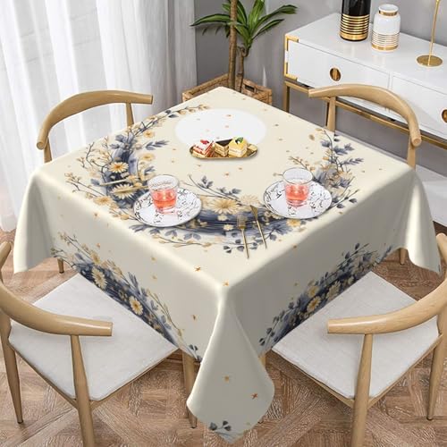 WZYWHJ Quadratische dekorative Tischdecke, 137,2 x 137,2 cm, waschbar, wiederverwendbar, Motiv: Mondblumenmuster WZYWHJ Quadratische dekorative Tischdecke, 137,2 x 137,2 cm, waschbar, wiederverwendbar, Motiv: Mondblumenmuster von WZYWHJ