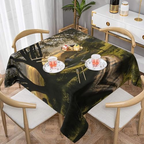 WZYWHJ Quadratische dekorative Tischdecke, 137,2 x 137,2 cm, waschbar, wiederverwendbar, Motiv: Pastoral nach Regen WZYWHJ Quadratische dekorative Tischdecke, 137,2 x 137,2 cm, waschbar, wiederverwendbar, Motiv: Pastoral nach Regen von WZYWHJ