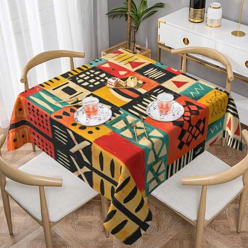 WZYWHJ Quadratische dekorative Tischdecke, 137,2 x 137,2 cm, waschbar, wiederverwendbar, Motiv: Tribal-Totembild WZYWHJ Quadratische dekorative Tischdecke, 137,2 x 137,2 cm, waschbar, wiederverwendbar, Motiv: Tribal-Totembild von WZYWHJ