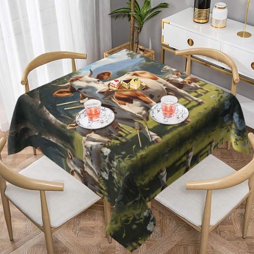 WZYWHJ Quadratische dekorative Tischdecke, 137,2 x 137,2 cm, waschbar, wiederverwendbar, Motiv: Weidekühe WZYWHJ Quadratische dekorative Tischdecke, 137,2 x 137,2 cm, waschbar, wiederverwendbar, Motiv: Weidekühe von WZYWHJ