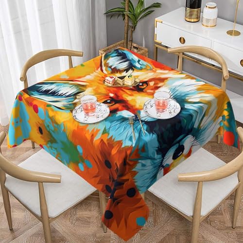 WZYWHJ Quadratische dekorative Tischdecke, 137,2 x 137,2 cm, waschbar, wiederverwendbar, Motiv: bunte Füchse WZYWHJ Quadratische dekorative Tischdecke, 137,2 x 137,2 cm, waschbar, wiederverwendbar, Motiv: bunte Füchse von WZYWHJ