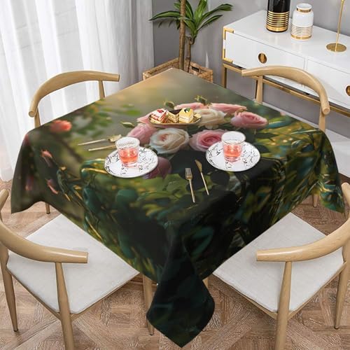 WZYWHJ Quadratische dekorative Tischdecke, 137,2 x 137,2 cm, waschbar, wiederverwendbar, Motiv: rosa Rosen WZYWHJ Quadratische dekorative Tischdecke, 137,2 x 137,2 cm, waschbar, wiederverwendbar, Motiv: rosa Rosen von WZYWHJ