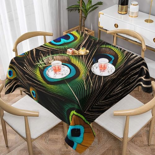 WZYWHJ Quadratische dekorative Tischdecke, 137,2 x 137,2 cm, waschbar, wiederverwendbar, Pfauenfedern, bedruckt WZYWHJ Quadratische dekorative Tischdecke, 137,2 x 137,2 cm, waschbar, wiederverwendbar, Pfauenfedern, bedruckt von WZYWHJ