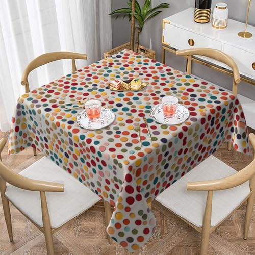 WZYWHJ Quadratische dekorative Tischdecke, 137,2 x 137,2 cm, waschbar, wiederverwendbar, Regenbogen-Punkte-Muster WZYWHJ Quadratische dekorative Tischdecke, 137,2 x 137,2 cm, waschbar, wiederverwendbar, Regenbogen-Punkte-Muster von WZYWHJ
