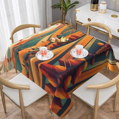 WZYWHJ Quadratische dekorative Tischdecke, 137,2 x 137,2 cm, waschbar, wiederverwendbar, Retro-Geometrie, Herbstfelder WZYWHJ Quadratische dekorative Tischdecke, 137,2 x 137,2 cm, waschbar, wiederverwendbar, Retro-Geometrie, Herbstfelder von WZYWHJ